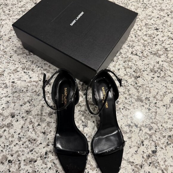 Saint Laurent Opyum Sandals Ld-tone YSL Logo Heel - Picture 3 of 5